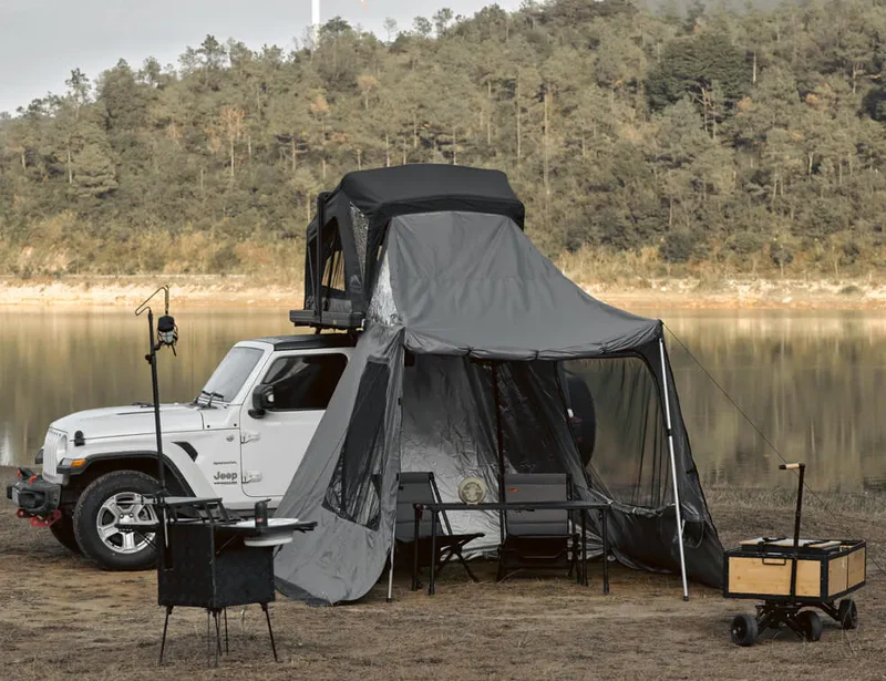 Automatischer Auf- und Abbau per Knopfdruck mit leistungsstarkem Motor, Zusammenklappen in nur 60 Sekunden